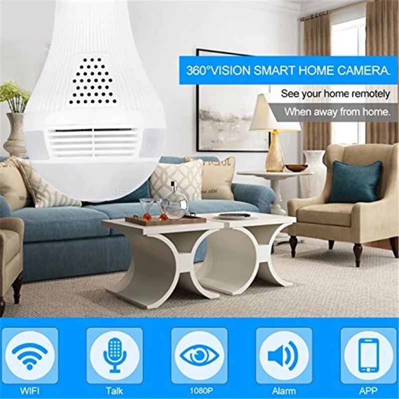 كاميرا لمبة مصباح كاميرا لاسلكية بانورامية بزاوية 360درجة ويفي