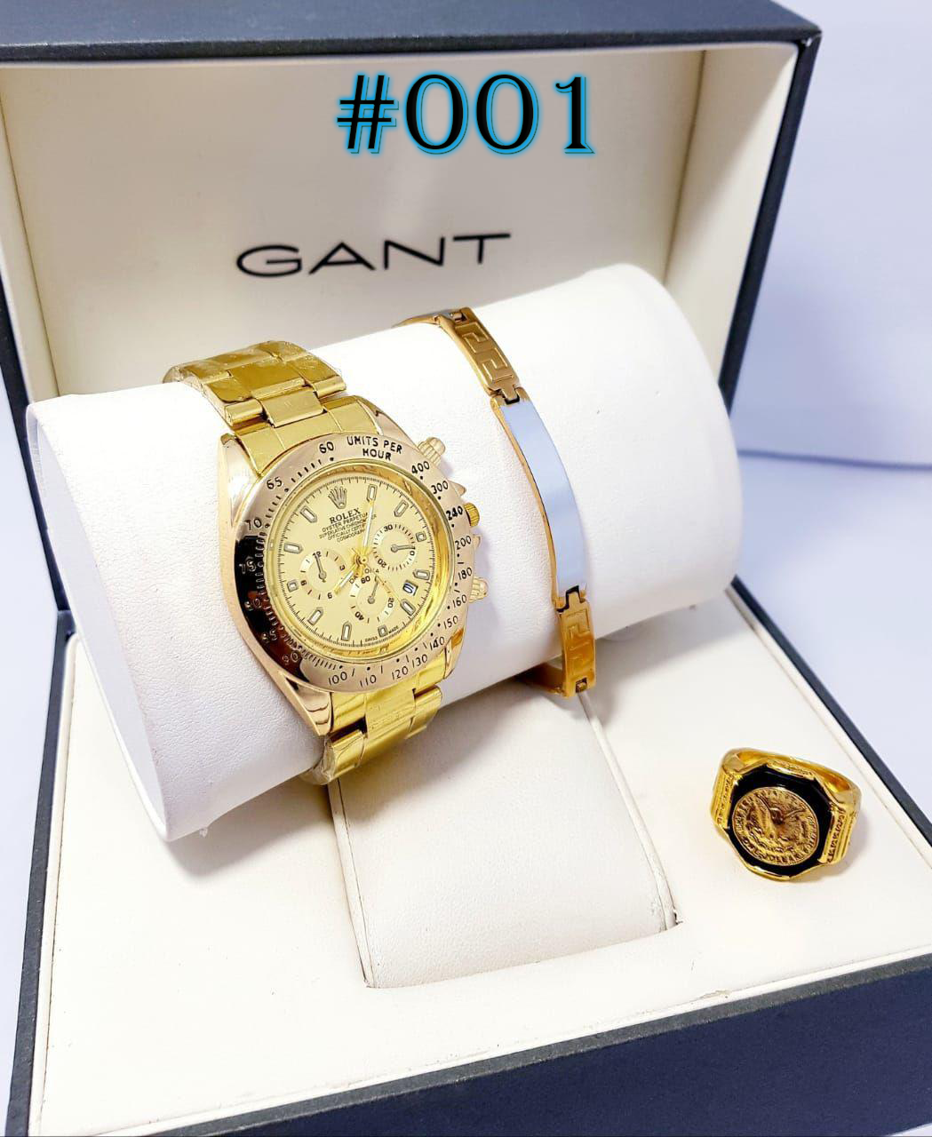 باك ذهبي ساعة وبراصلي وخاتم لرجال