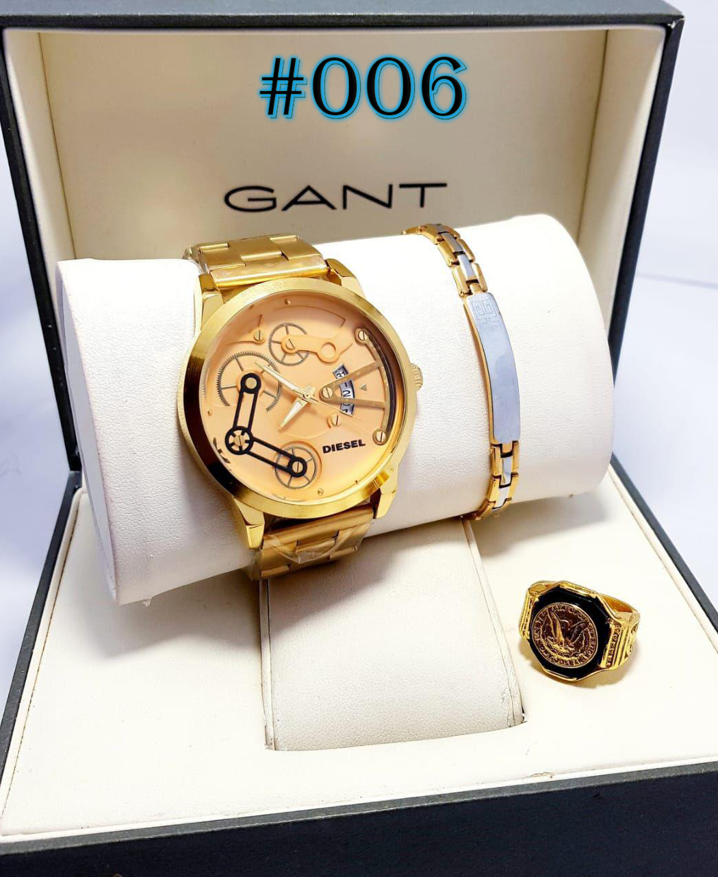 باك ذهبي ساعة وبراصلي وخاتم لرجال