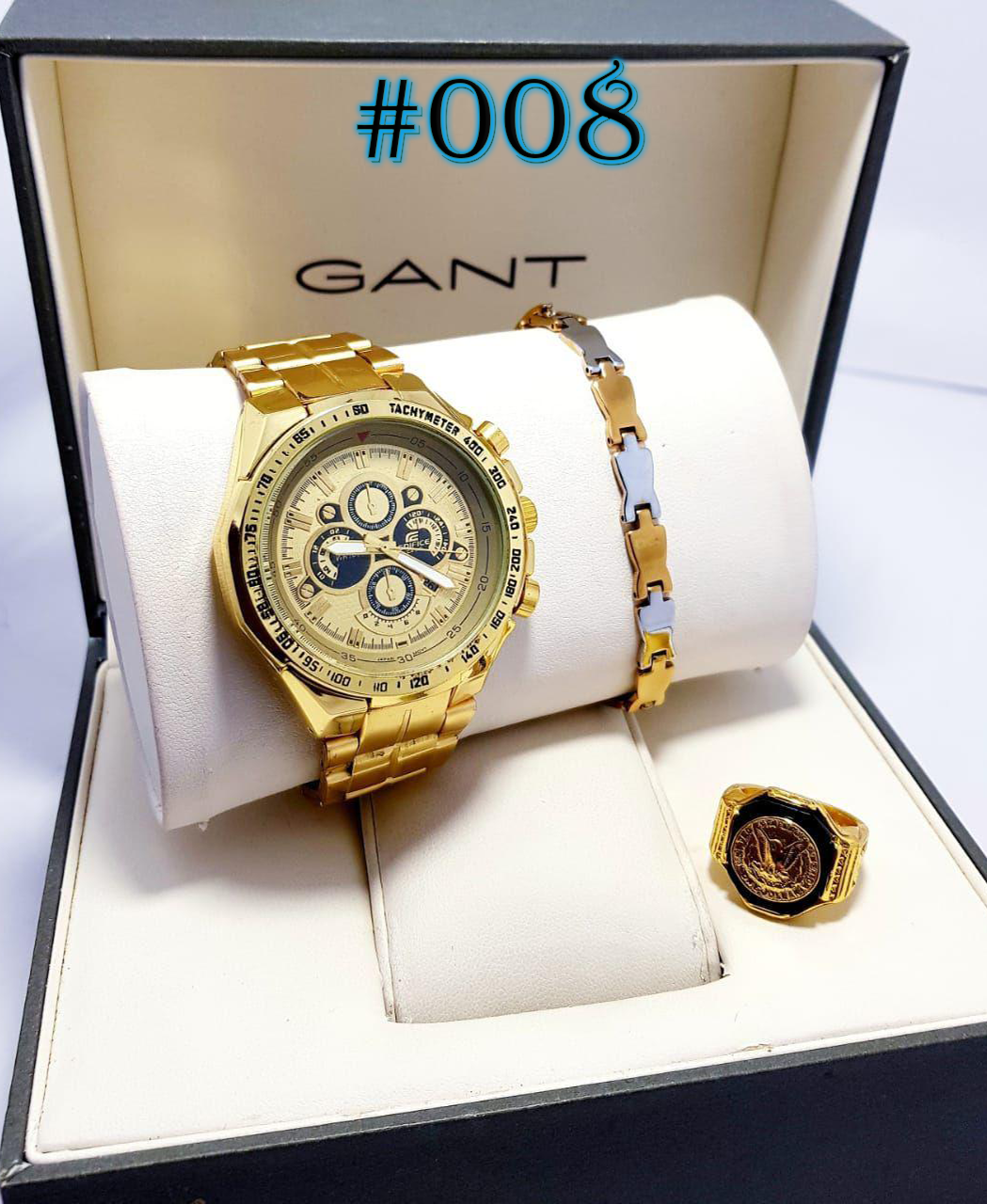 باك ذهبي ساعة وبراصلي وخاتم لرجال
