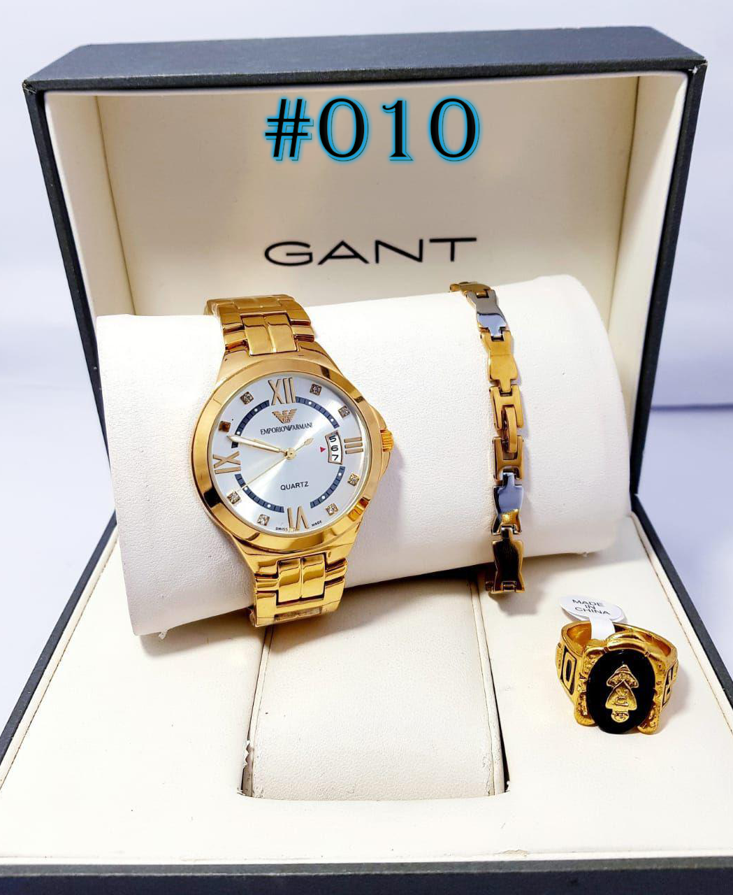 باك ذهبي ساعة وبراصلي وخاتم لرجال